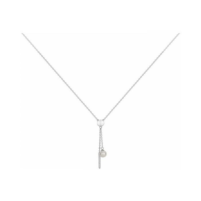 Collier en argent, perle d'eau douce et oxyde de zirconium