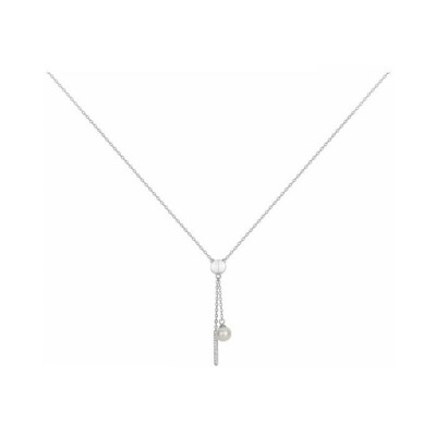 Collier en argent, perle d'eau douce et oxyde de zirconium