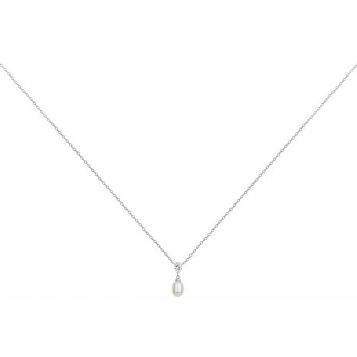 Collier en argent, perle d'eau douce et oxyde de zirconium