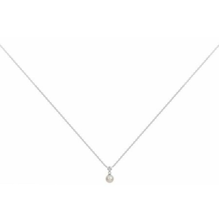 Collier en argent, perle d'eau douce et oxyde de zirconium