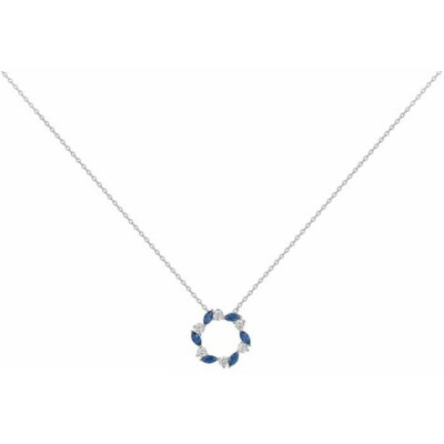 Collier en argent, spinelle bleue et oxyde de zirconium