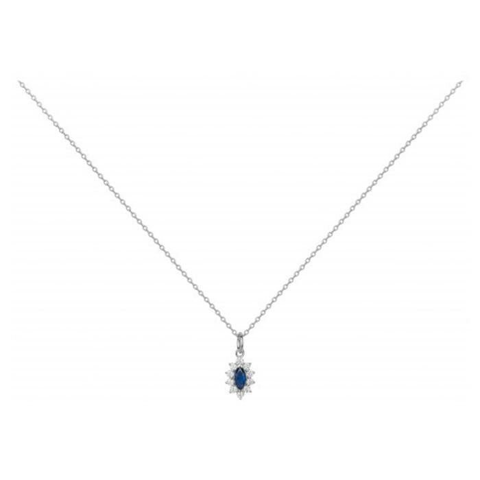 Collier en argent, spinelle bleue et oxyde de zirconium