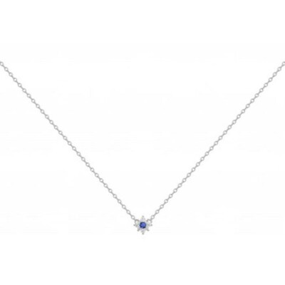 Collier en argent, spinelle bleue et oxyde de zirconium