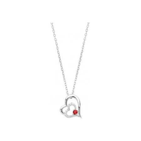 Collier en argent, spinelle rouge et oxyde de zirconium