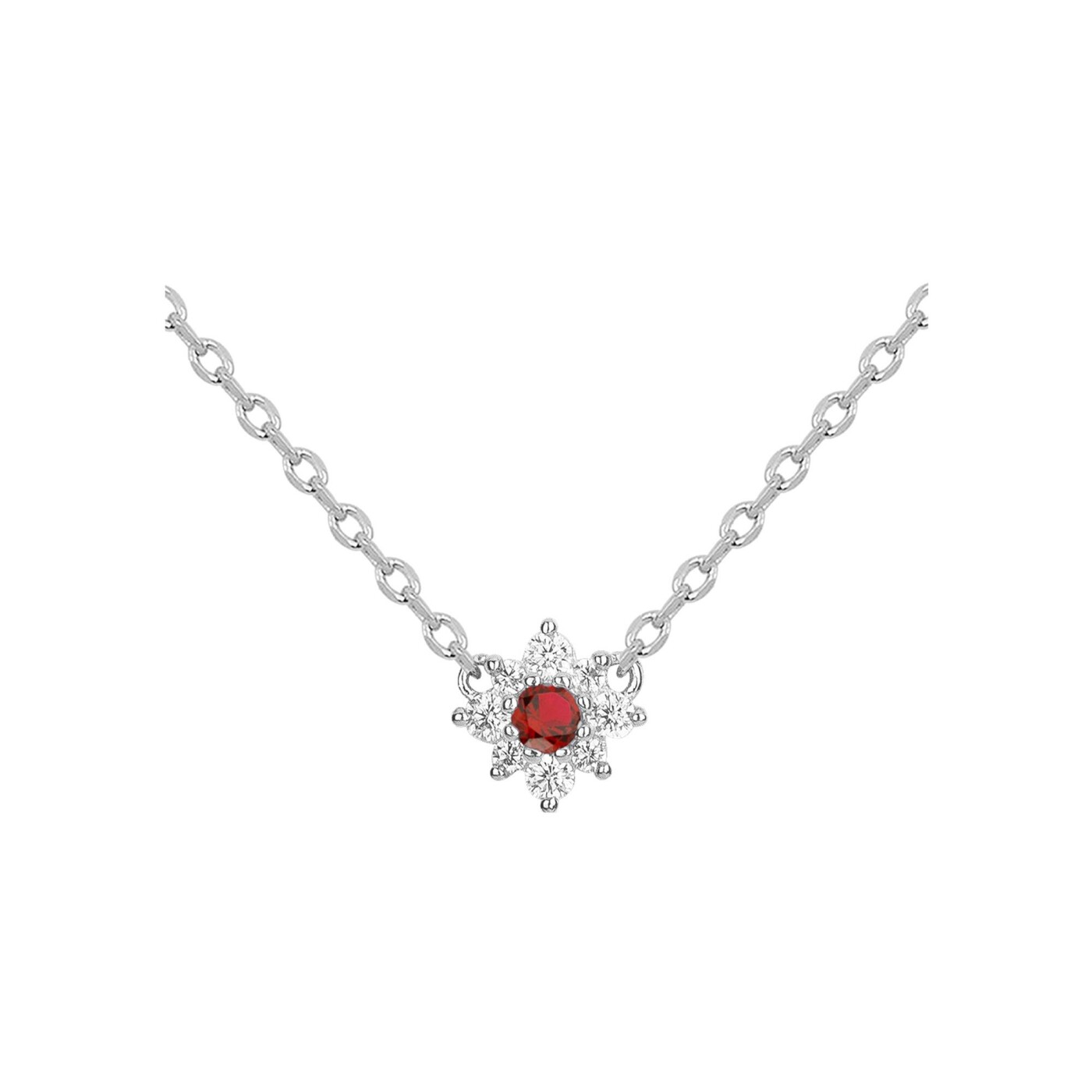 Collier en argent, oxydes de zirconium et pierres de couleurs