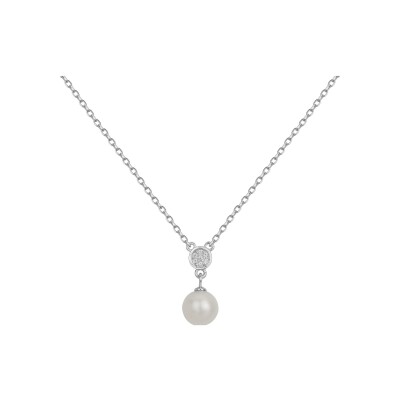 Collier en argent, oxydes de zirconium et perle d'eau douce