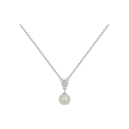 Collier en argent, oxydes de zirconium et perle d'eau douce