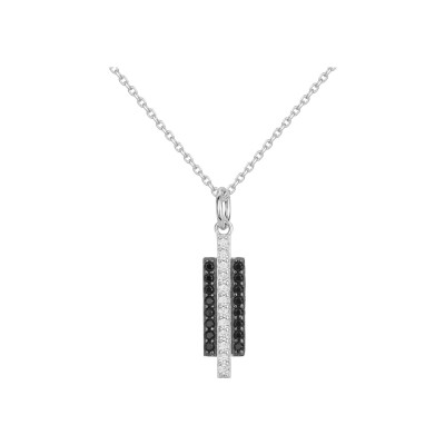 Collier en argent et oxydes de zirconium noirs et blancs