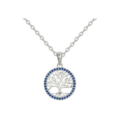 Pendentif en argent et spinelle synthétique bleue