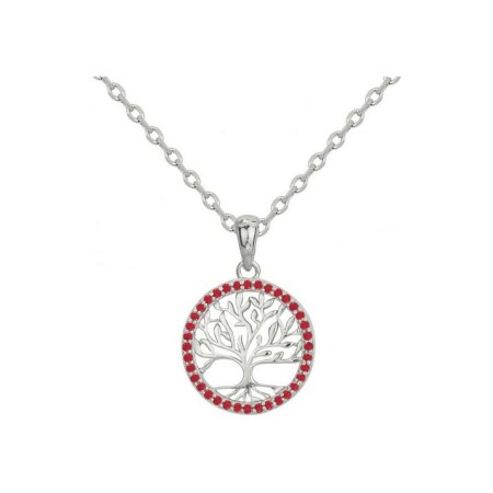 Pendentif en argent et spinelle synthétique rouge