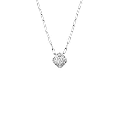 Collier dinh can Le Cube Diamant XL pavé en or blanc et diamants