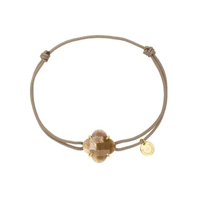 Bracelet Morganne Bello Victoria cordon beige en or jaune et pierre de soleil