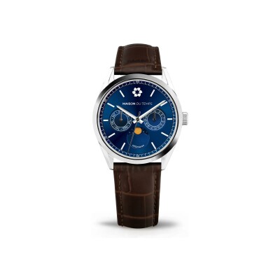 Montre Maison du Temps MTOmicron MoonPhase Bleu Cuir Marron
