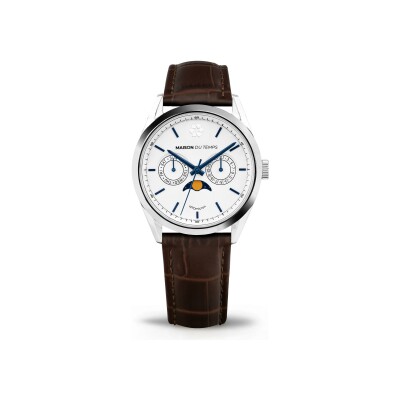 Montre Maison du Temps MTOmicron MoonPhase Blanc Cuir Marron