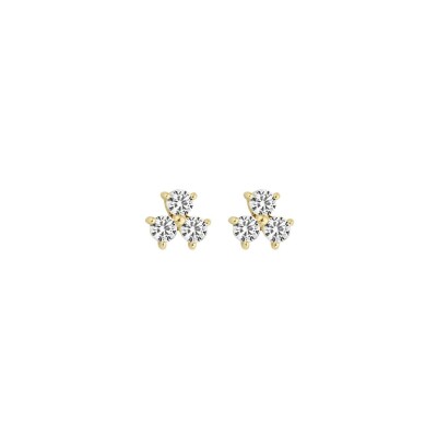 Clous d'oreilles Blush en or blanc et zircon