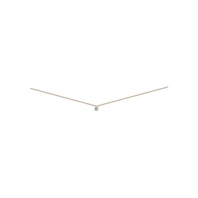Collier 4 griffes en or rose et diamant