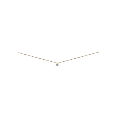 Collier 4 griffes en or rose et diamant
