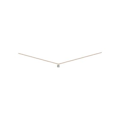 Collier 4 griffes en or rose et diamant