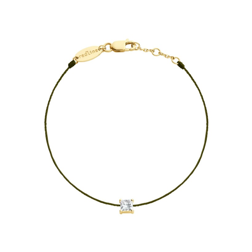 Bracelet RedLine Princesse fil kaki avec diamant 0.11ct serti griffé,  or jaune