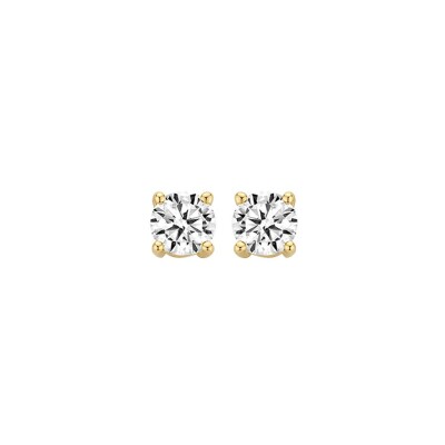 Clous d'oreilles Blush en or blanc et zircon