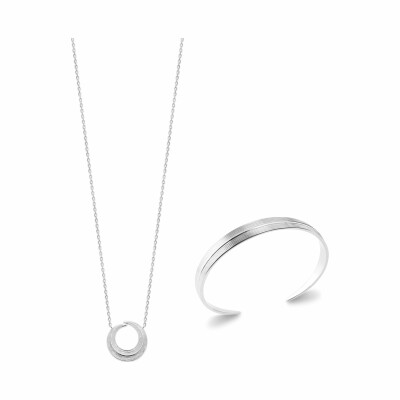 Bracelet jonc en argent rhodié, 58cm