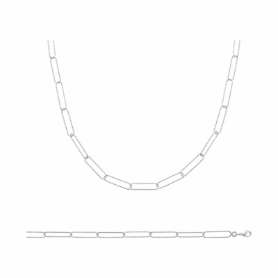 Collier en argent rhodié, 45cm