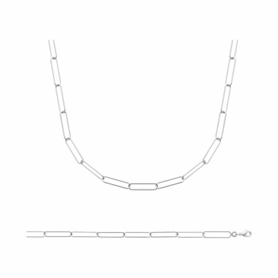 Collier en argent rhodié, 45cm