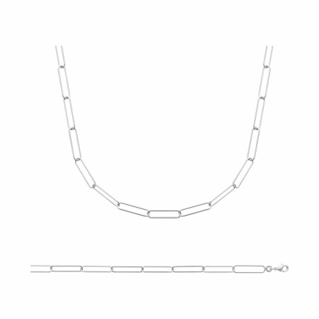 Collier en argent rhodié, 45cm