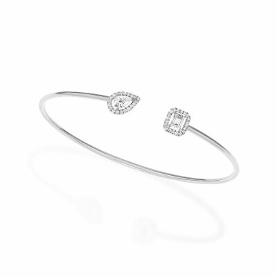 Bracelet jonc flex Messika My Twin Toi & Moi en or blanc et diamants