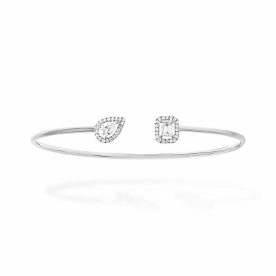 Bracelet jonc flex Messika My Twin Toi & Moi en or blanc et diamants