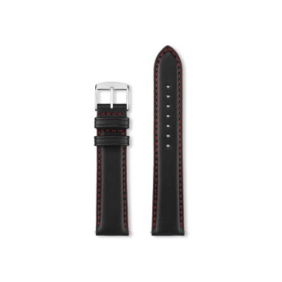 Bracelet montre Rochet Neptune en cuir déperlant mat noir - 18mm
