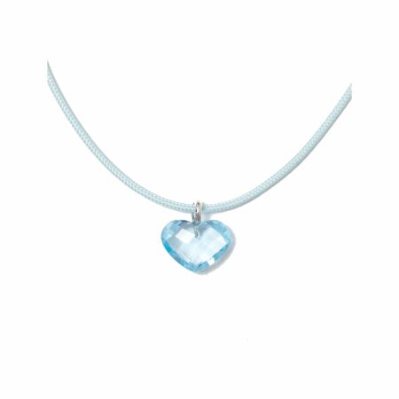 Pendentif Coeur en or blanc et topaze bleue 