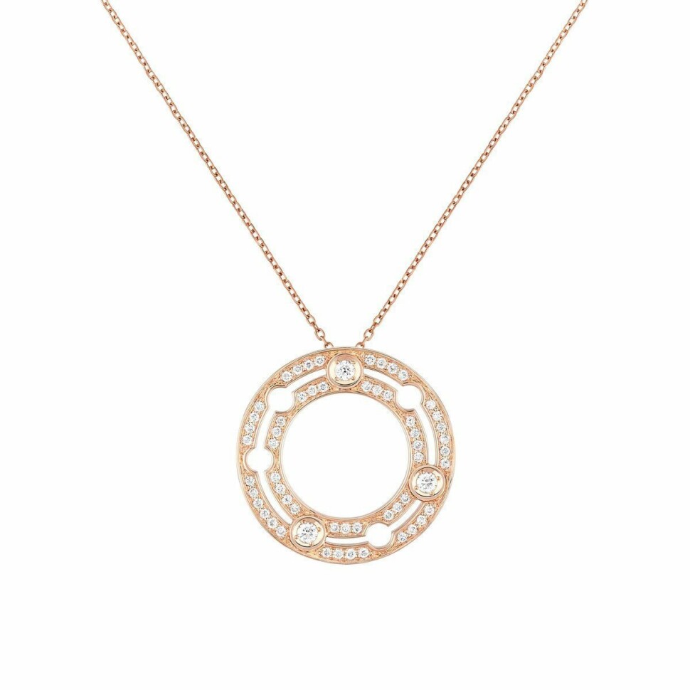 Pulse dinh van pendant with chain, rose gold, diamonds
