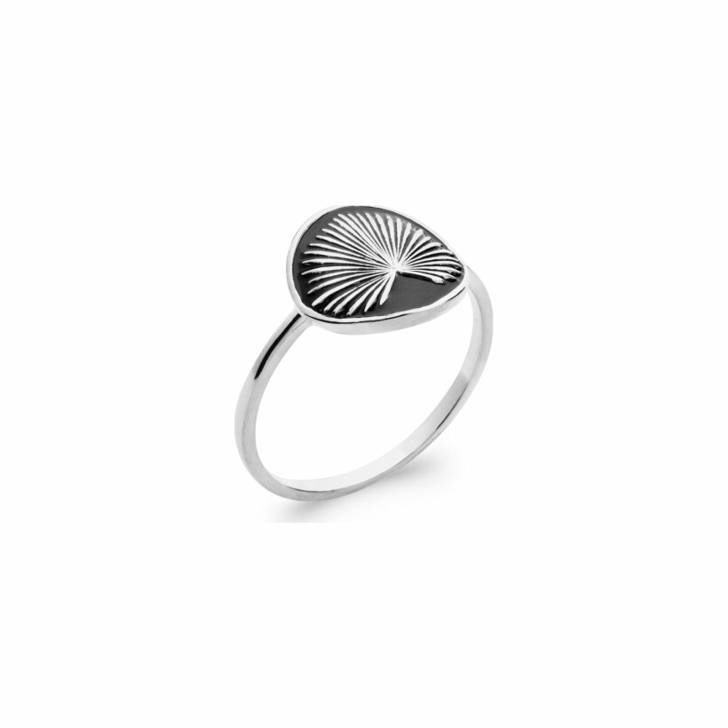 Bague en argent rhodié et émail