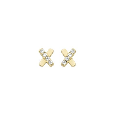 Clous d'oreilles Blush en or jaune et zircon