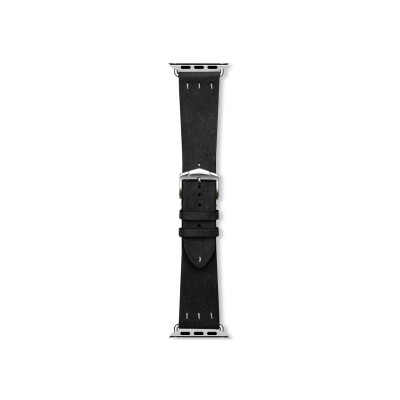 Bracelet montre Rochet Saint-Louis en cuir mat noir, anse compatible apple watch - 24mm