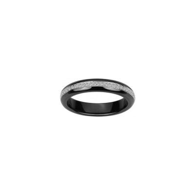 Bague Ceranity en argent, céramique noire et oxyde de zirconium