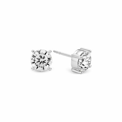 Boucles d'oreilles puces Ti Sento en argent et oxydes de zirconium, serti griffes