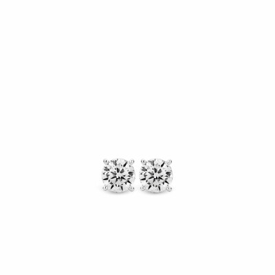 Boucles d'oreilles puces Ti Sento en argent et oxydes de zirconium, serti griffes