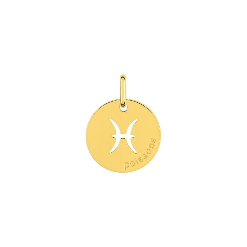 Médaille zodiaque Poissons en or jaune