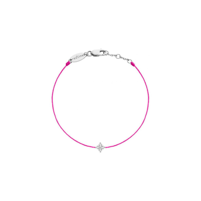 Bracelet RedLine Shiny fil rose fluo avec diamants 0.04ct en serti clos, or blanc
