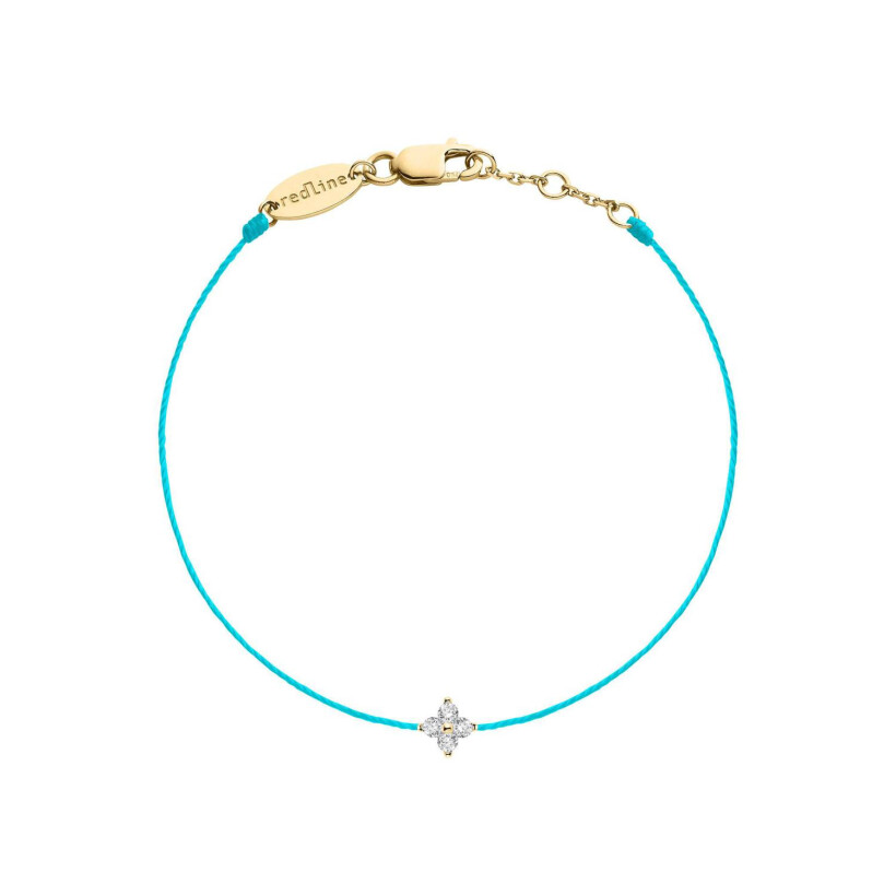 Bracelet RedLine Shiny fil turquoise avec diamants 0.04ct en serti clos, or blanc