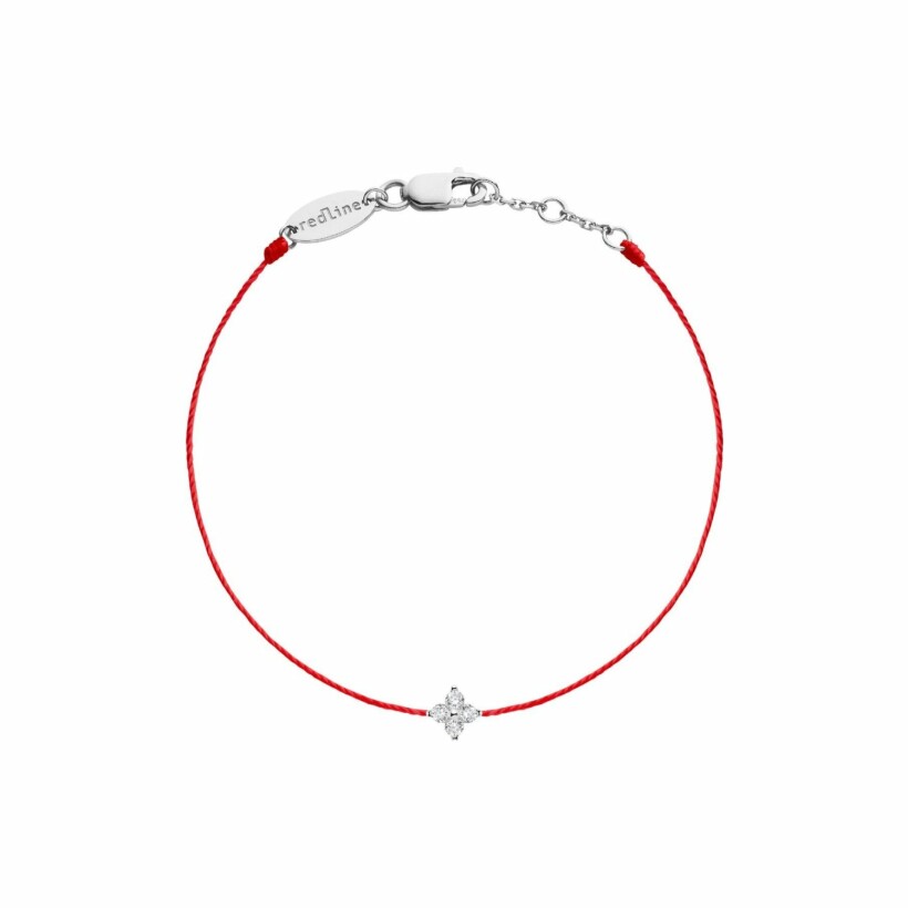 Bracelet RedLine Shiny fil rouge étoile avec 4 diamants, or blanc
