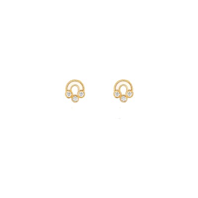 Boucles d'oreilles Viltier Magnetic en or jaune, nacre et diamants