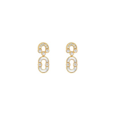 Boucles d'oreilles Viltier Magnetic Solo en or jaune, nacre et diamants