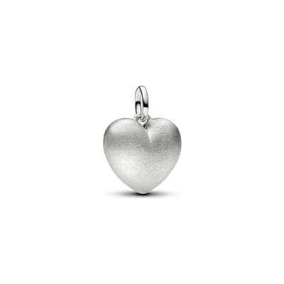 Charm Pendant Pandora Moments Cœur Bombé Mat en métal plaqué platine