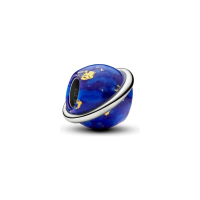 Charm Pandora Moments Planète Bleu Céleste en métal plaqué platine et imitation lapis-lazuli