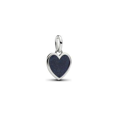Charm Pandora Moments Cœur Rouge Gravable en métal plaqué platine et émail