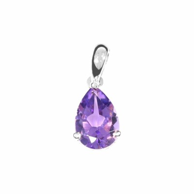 Pendentif 3 griffes en or blanc et améthyste