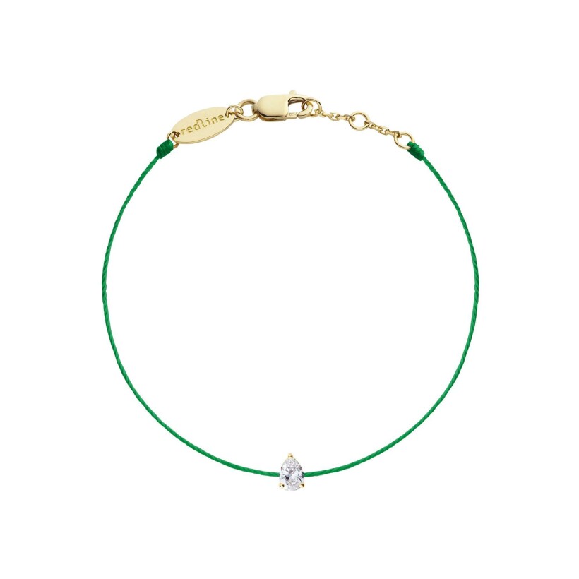 Bracelet RedLine Altesse fil émeraude avec diamant poire 0.10ct serti griffé, or jaune